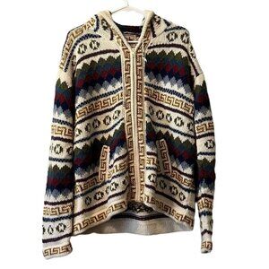 The Alpaca Connection Zip Up Sweater Size Large‎ Multicolor 100% Peruvian Alpaca